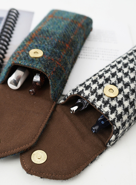 Harris tweed哈里斯粗花呢钢笔收纳套笔包文艺笔帘便携笔袋两只装