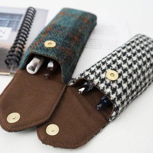 Harris tweed哈里斯粗花呢钢笔收纳套笔包文艺笔帘便携笔袋两只装