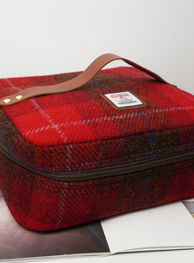 harris tweed粗花呢大容量化妆包复古储物盒收纳包居家杂物收纳箱