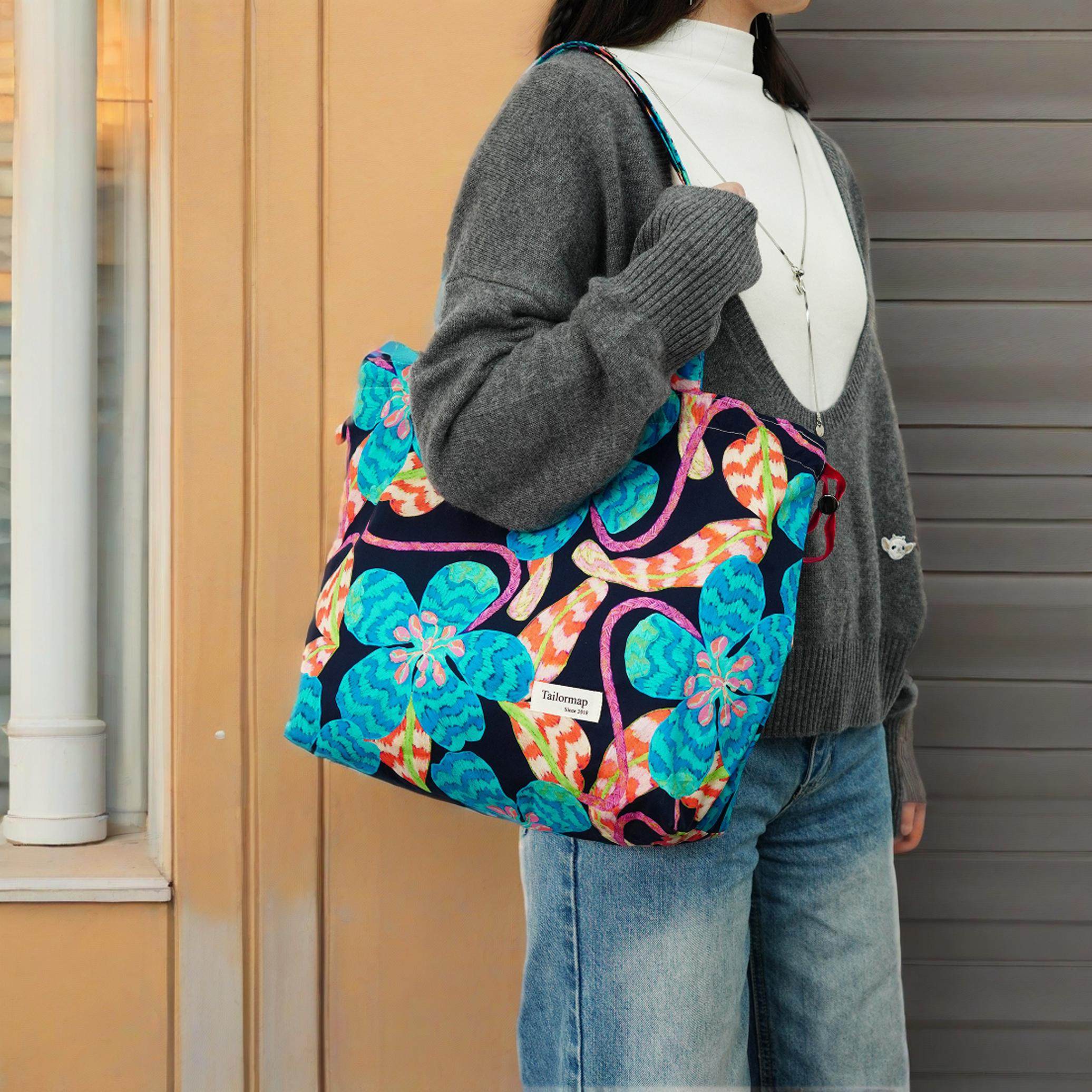 liberty塔纳棉侧抽绳托特包女大容量学生上课上班通勤百搭单肩包,箱包皮具/热销女包/男包,托特包,淘宝优惠券,粉丝福利购,淘宝优惠卷