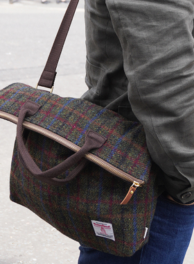 Harris tweed可折叠斜挎包大容量上课通勤出行手提托特包单肩挎包