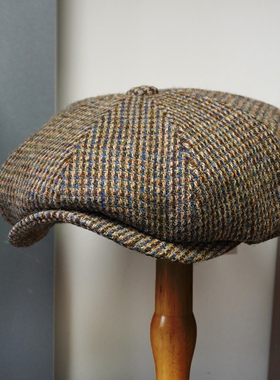 Harris Tweed哈里斯纯羊毛复古英伦八角帽子报童帽贝雷帽画家帽子