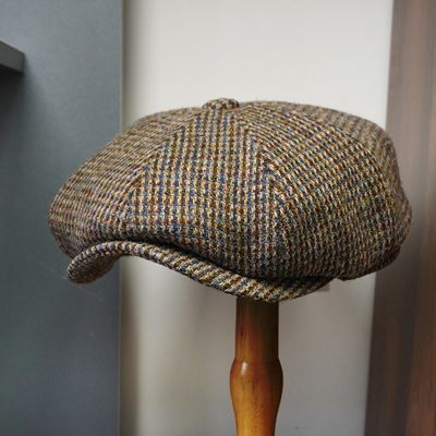 哈里斯纯羊毛复古英伦八角帽子