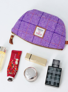 贝壳化妆包Harris tweed哈里斯粗花呢贝壳包随身便携化妆品收纳包