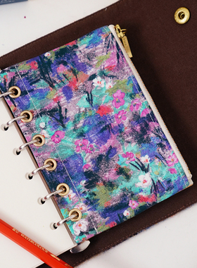 A7分隔收纳袋liberty塔纳棉印花手账本活页分隔页分隔袋6孔拉链袋