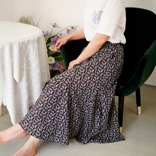 小猎豹鱼尾裙liberty塔纳棉印花半身裙遮肚子显瘦气质鱼尾长裙子