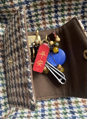 harris tweed哈里斯粗花呢手工迷你小钥匙包多功能便携卡包钥匙扣