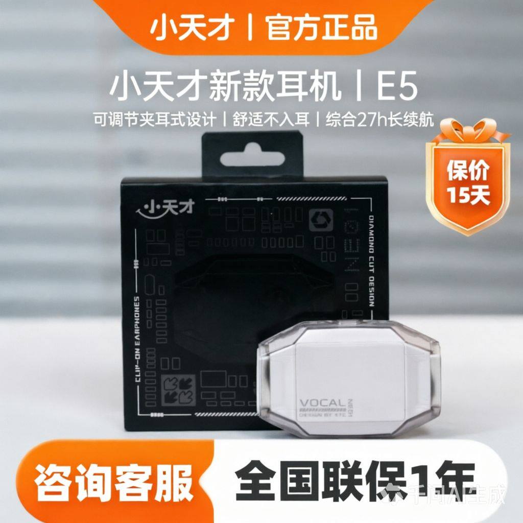 小天才 E5儿童E2S耳机护耳真无线蓝牙网课学习专用学生运动电话