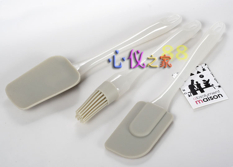 包邮法国老佛爷外贸硅胶刮刀油刷3件套组合不沾抹刀蜂蜜刷小煎铲