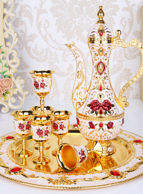 酒壶俄罗斯彩锡白酒高档创意家居摆件男士礼物酒具茶具套装 酒杯