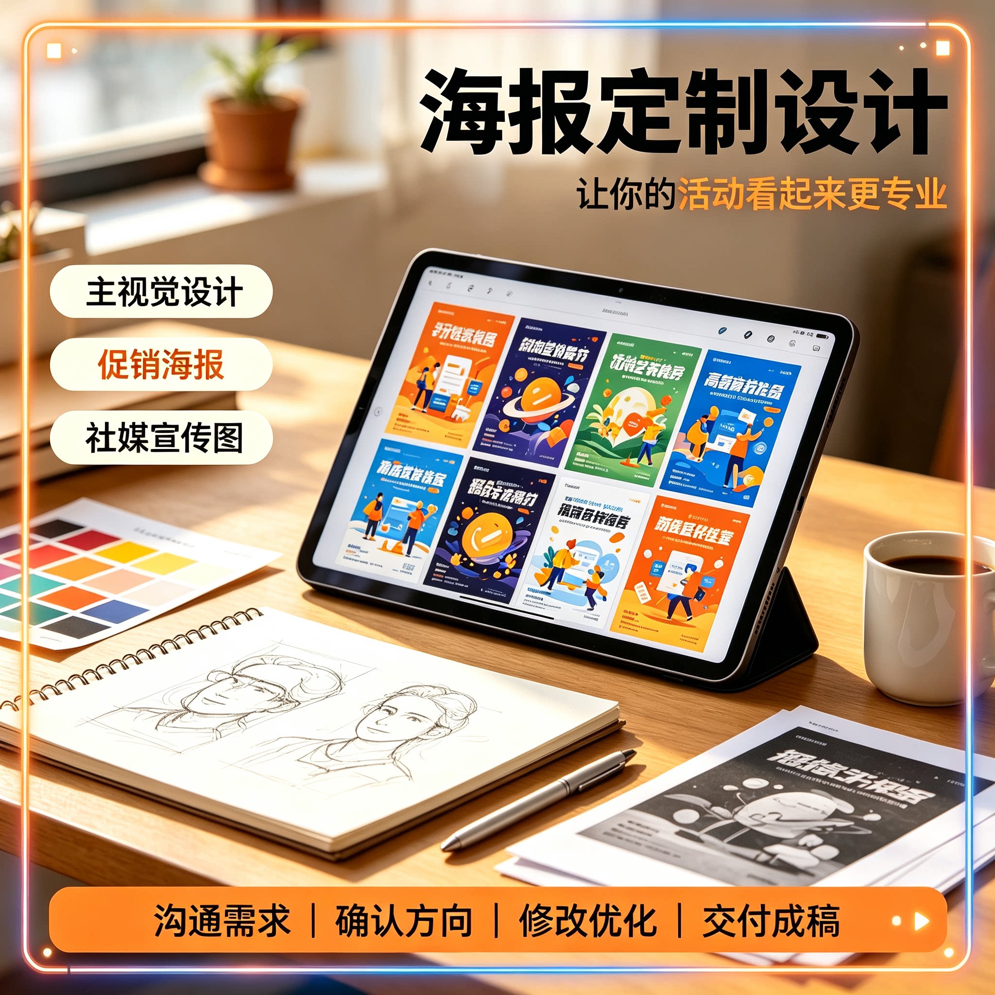 平面广告海报设计制作封面主图p宣传册设计