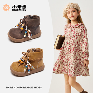 小米步女童马丁靴2025秋冬新款儿童休闲大黄靴男童中大童勃肯靴潮