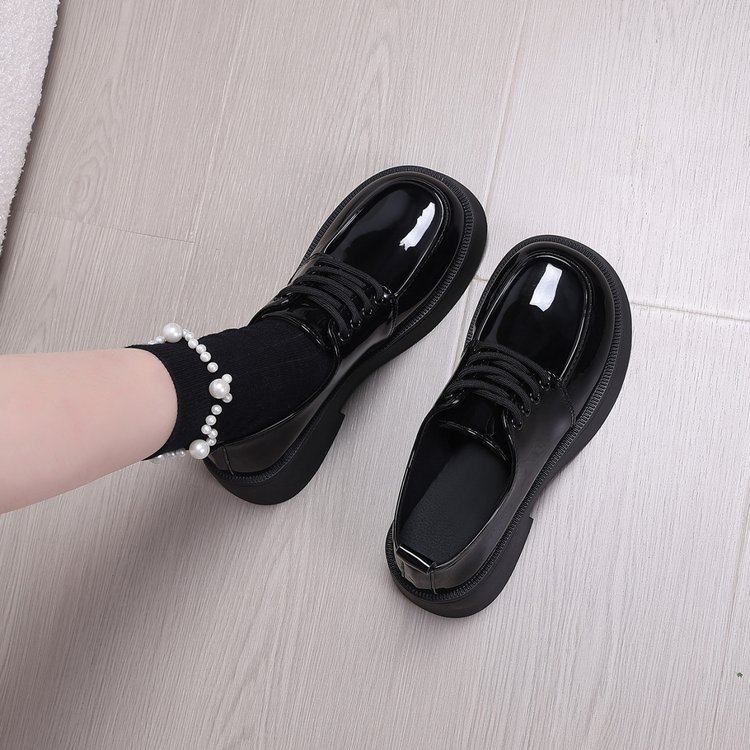 2026春季新款圆头乐福鞋系带中跟(3-5cm)交叉绑带橡胶,女鞋,乐福鞋（豆豆鞋）,淘宝优惠券,粉丝福利购,淘宝优惠卷