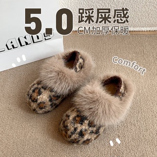 新款 圆头单鞋 女鞋 小于3cm 黑白豹纹无 中口低跟 2025春季