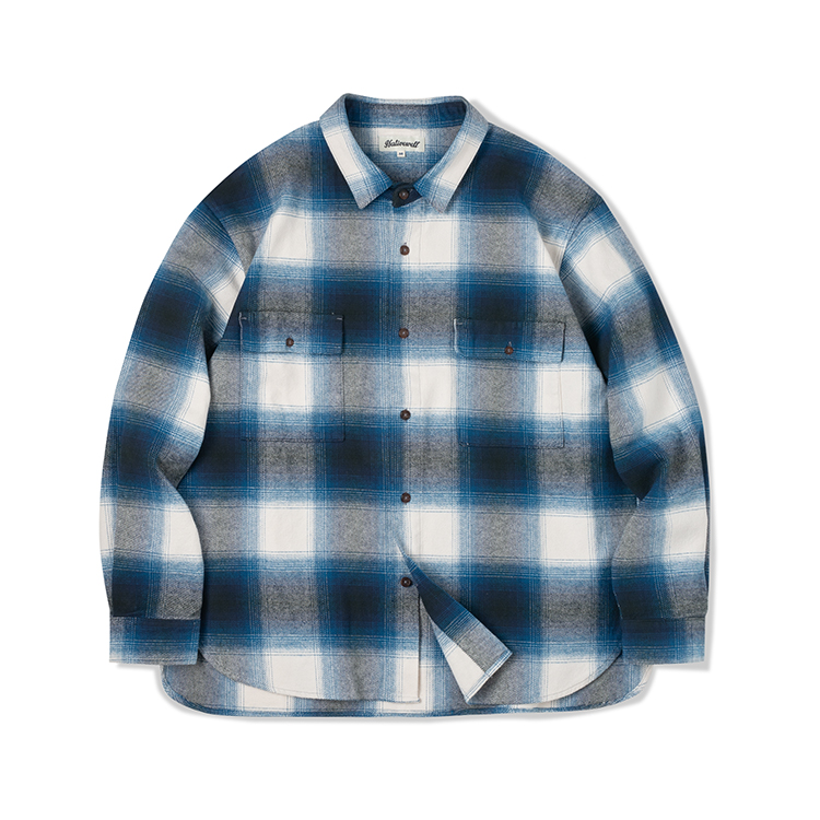 33oz NATIVEWELL重磅厚款法兰绒格纹衬衫柔软磨毛厚实宽松渐变色