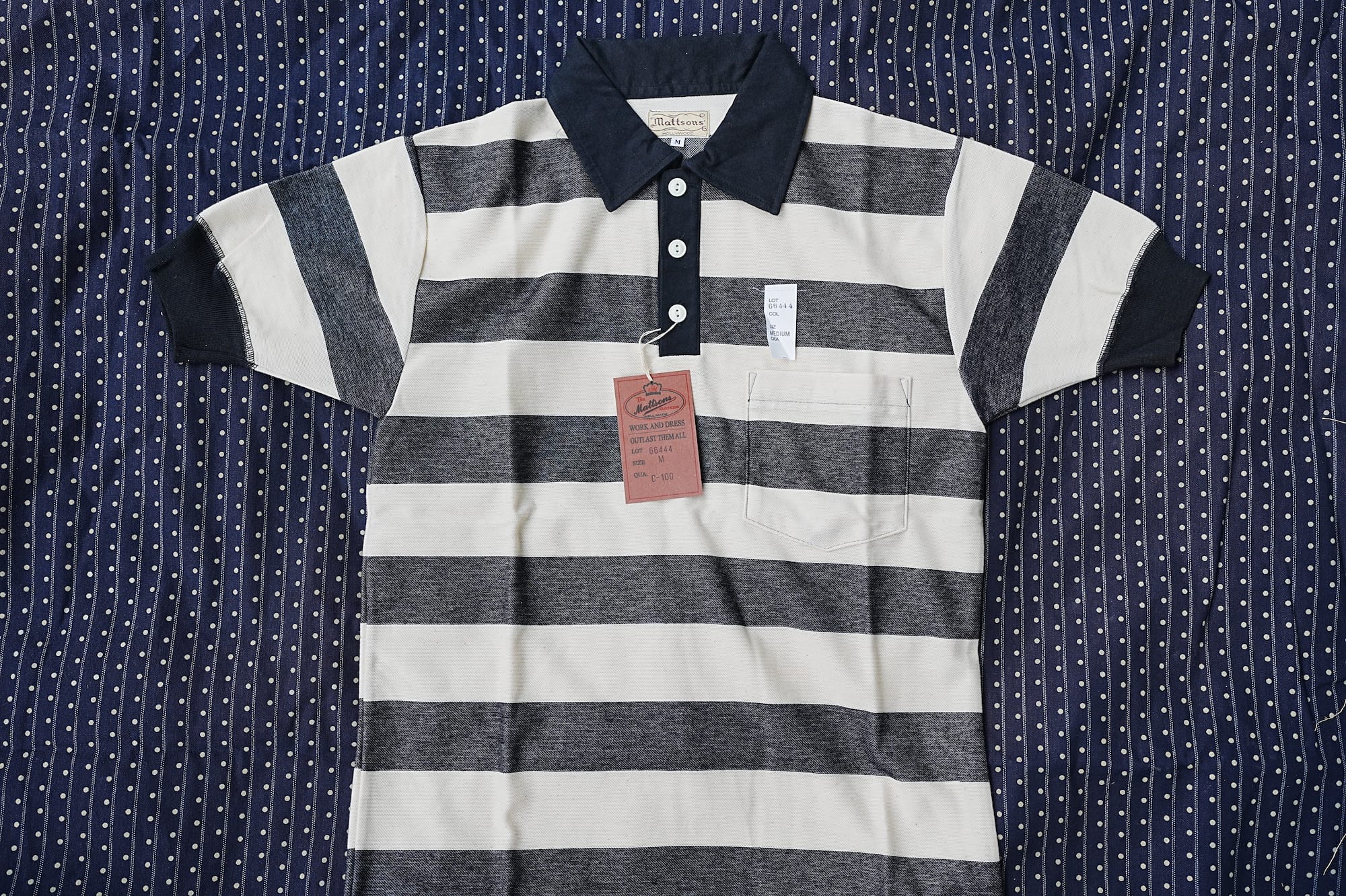 Mattson's 66445短袖条纹POLO衫螺纹袖笼