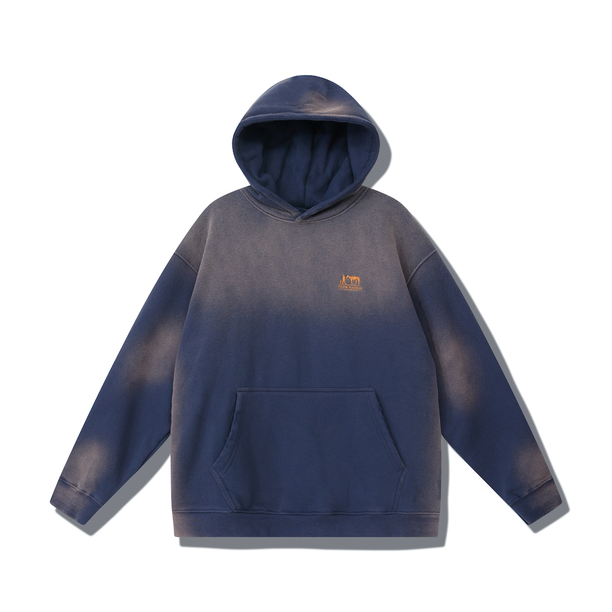 33oz PapaRanch 复古美式重磅工装渐变喷色马骝破坏水洗连帽卫衣