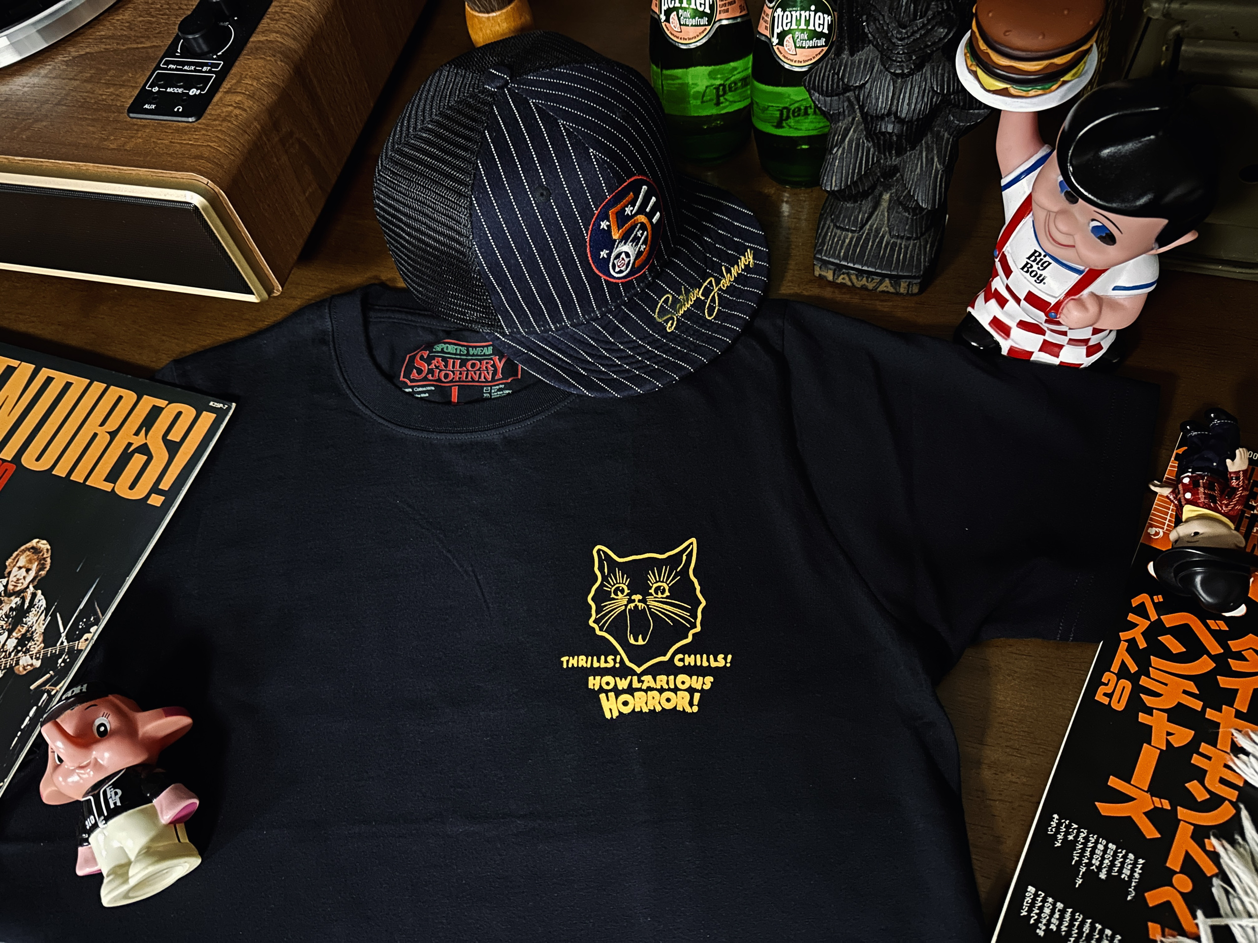 33oz SAILOR JOHNNY 美式复古210g猫咪印花纯棉短袖T恤