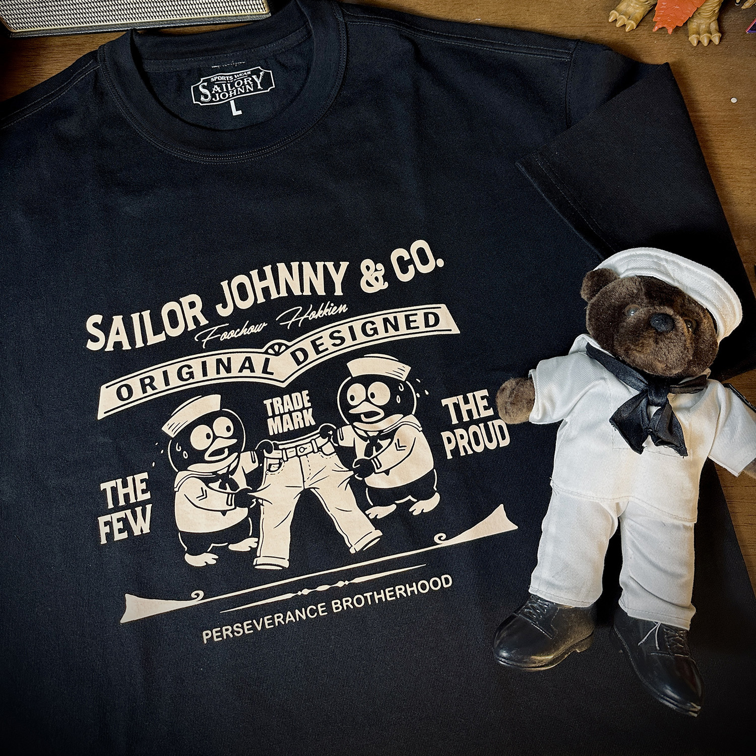 33oz SAILOR JOHNNY复古三本针300g重磅纯棉吉祥物海军企鹅T恤