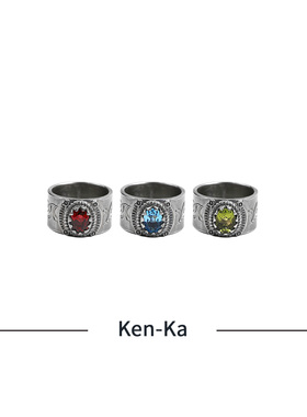 印第安戒指Ken-Ka宝石镶嵌银饰