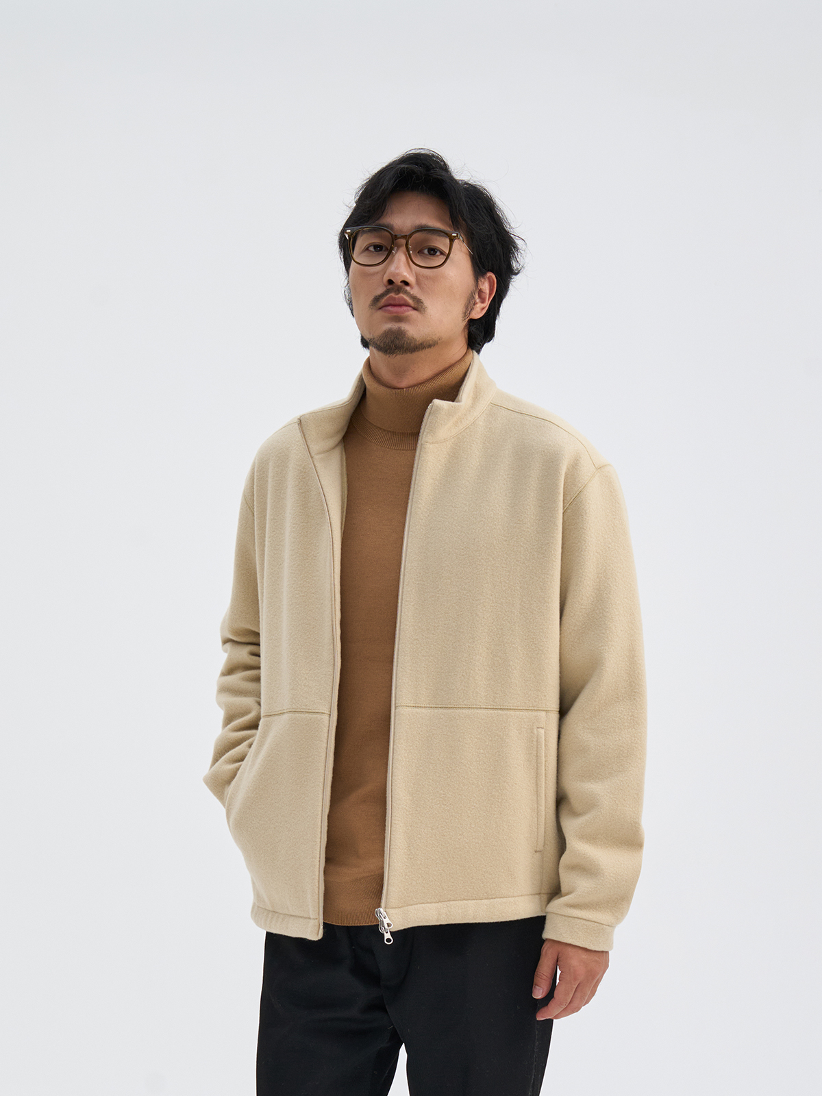 nativewell翻领秋冬宽短不扎夹克