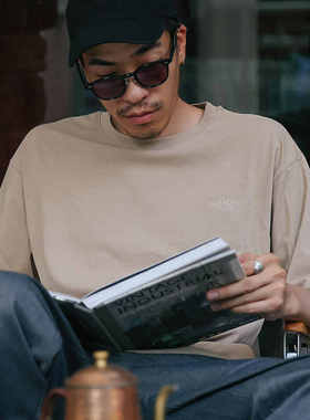 33oz  TIME RECORD 21SS经典4色刺绣纯色短袖宽松T恤