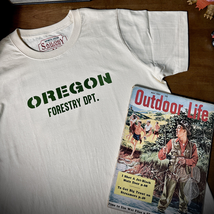 33oz SAILOR JOHNNY美式复古210g纯棉森林版画风格短袖T恤男女