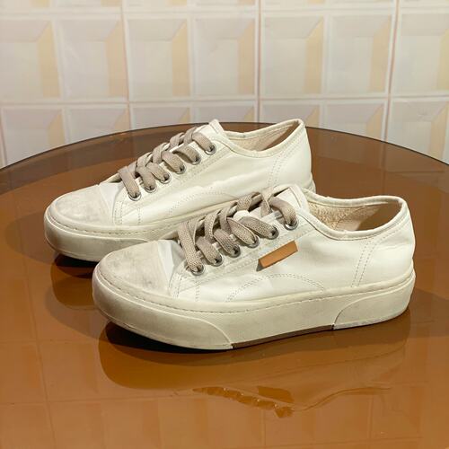 242SD1207-A02/4CM水洗马皮断码撤柜小白鞋运动鞋做旧手工擦色