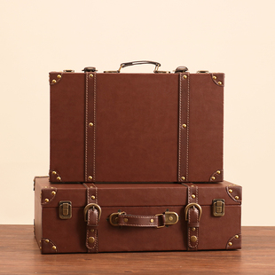 复古风怀旧箱子摆件民国老物件皮箱摄影道具创意橱窗陈列木箱装饰
