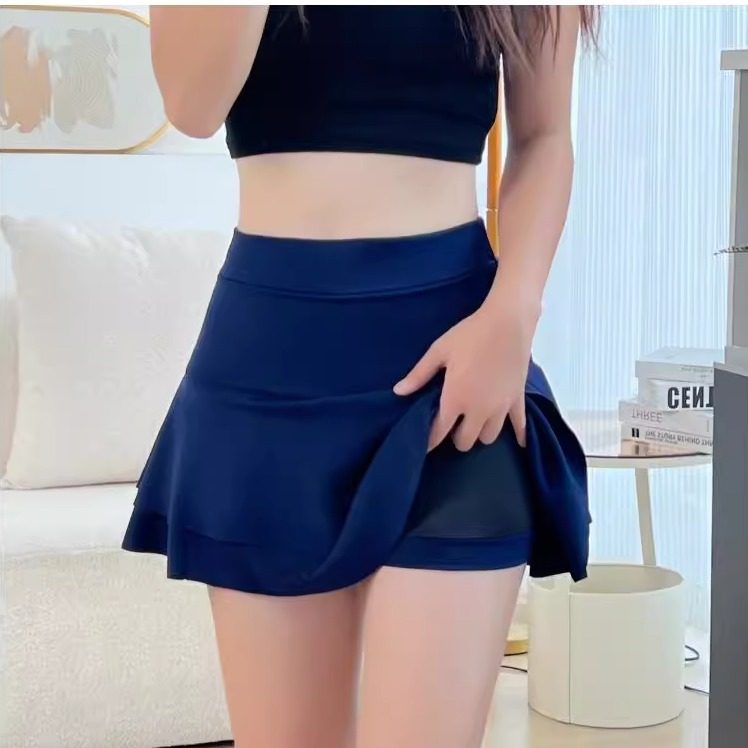 松紧腰高腰蓬蓬裙短裙