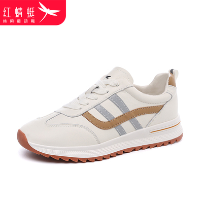 红蜻蜓休闲运动鞋女真皮轻便软底