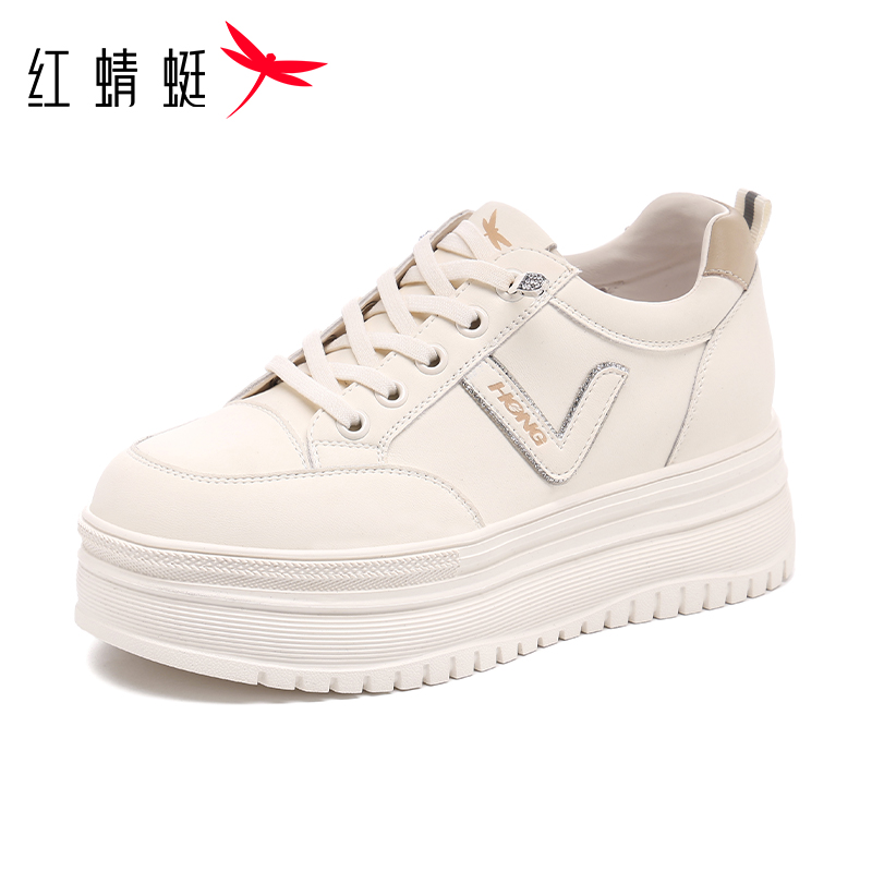 红蜻蜓新款休闲板鞋女鞋厚底增高