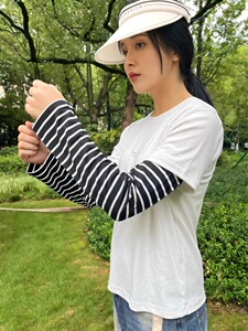 防晒袖宽松纯棉莫代尔男女手臂套抗紫外线薄款户外假袖睡觉袖套