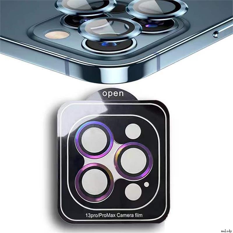 CameraLens Protector适用iPhone16 15 14 13 12 11 Pro Max Metal Ring on Back Lens Tempered Glass镜头膜