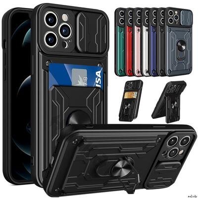 适用于iPhone 15 14 13 12 11 Pro Max Case XSMAX XR XS X 7/8/14/15plus Slide Kickstand Ring Cover