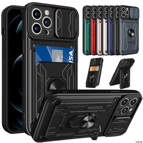 适用于iPhone 15 14 13 12 11 Pro Max Case XSMAX XR XS X 7/8/14/15plus Slide Kickstand Ring Cover