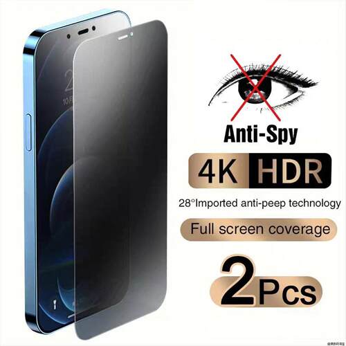 2PCS Full Cover Anti-Spy Screen Protector For iPhone 18 17 16 15 14 13 12 11 Pro Max Tempered Glass