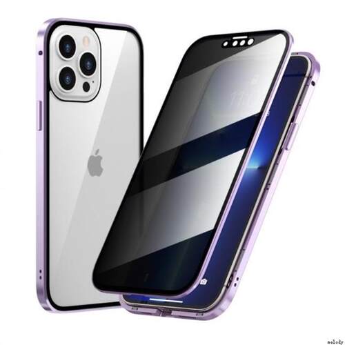 适用iphone13 14 15 pro max anti-spy glass case iphone11 12 13mini 14/15plus magnetic cover双面玻璃壳