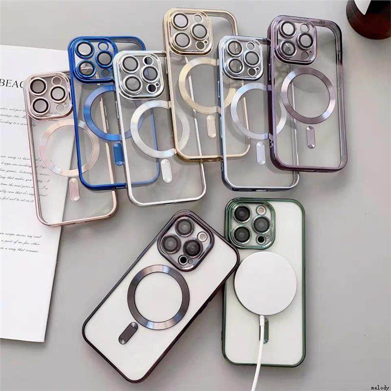 适用于Transparent Magsafe Case iPhone14 15 Pro Max 13 12 11 XSMAX XR X 16Plus Wireless Charge Cover
