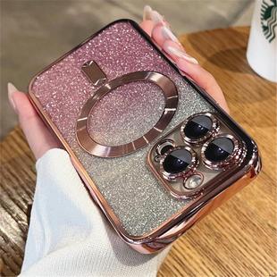 适用于苹果16plus磁吸手机壳新款iPhone11 12 13 14 15 16 Pro Max Clear Bling Magsafe Case透明渐变闪粉壳