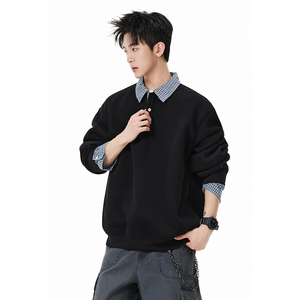 A410-A32648-P85 限价129-美式POLO领宽松百搭卫衣-400g 华棉，男装Polo衫，电商A410