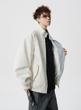 A410-WT34780-P110限价169-美式格纹撞色立领夹克-290G 皮料