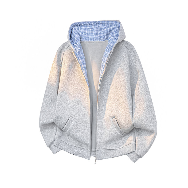 A410-WT93314-P90限价139-格子拼接连帽外套-华棉复合仿棉420g，女装短外套，电商A410