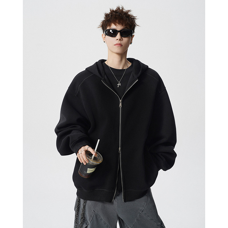 A410-WT34790-P90限价139-潮牌百搭双拉链休闲卫衣-400G华棉，男装卫衣，电商A410