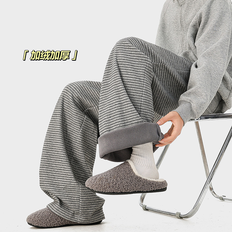 A410-K8781JR-P70限价109-条纹加绒卫裤-450g加绒拉菲条条纹面料,男装休闲裤,电商A410