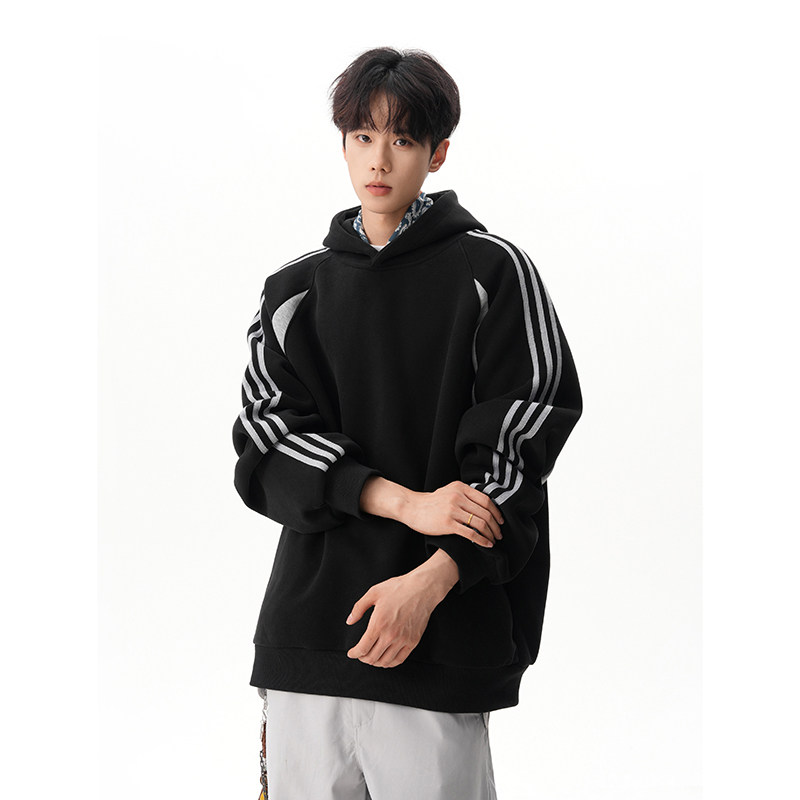 A410-A92303-P80限价119-高级感潮牌连帽卫衣-420g华棉复合仿棉，男装卫衣，电商A410