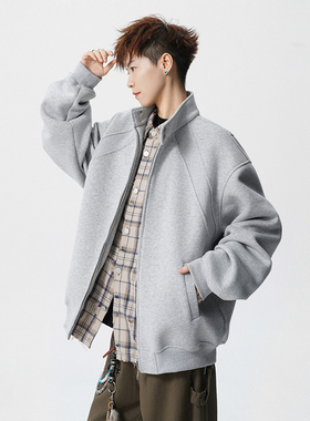 A410-WT34793-P85限价149-美式解构立领开衫卫衣-400G  华棉