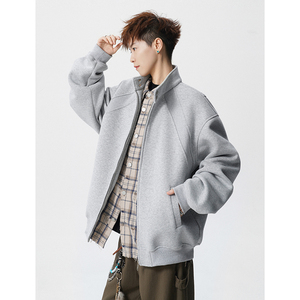 A410-WT34793-P85限价149-美式解构立领开衫卫衣-400G 华棉，男装卫衣，电商A410