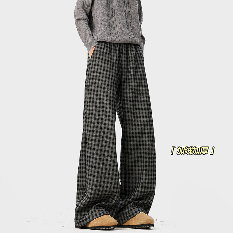 A410-K8783JR-P70限价109-美式格子加绒阔腿裤-格子面料380g左右