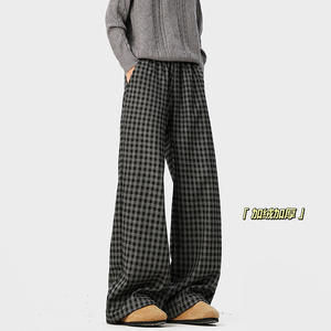 A410-K8783JR-P70限价109-美式格子加绒阔腿裤-格子面料380g左右图片